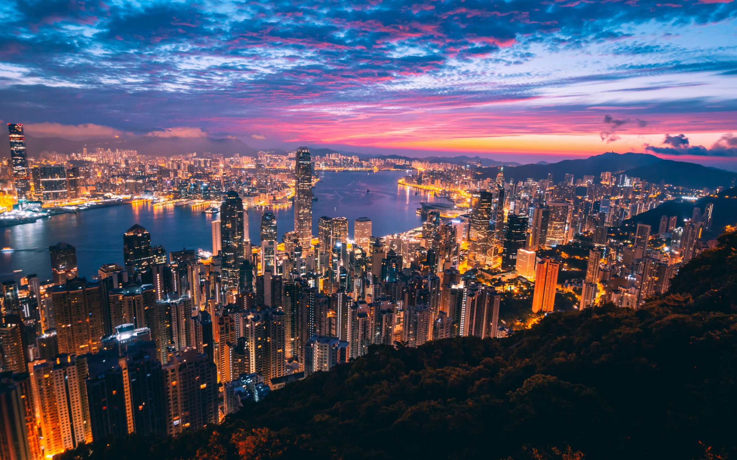 Hong Kong's cityscape in the evening