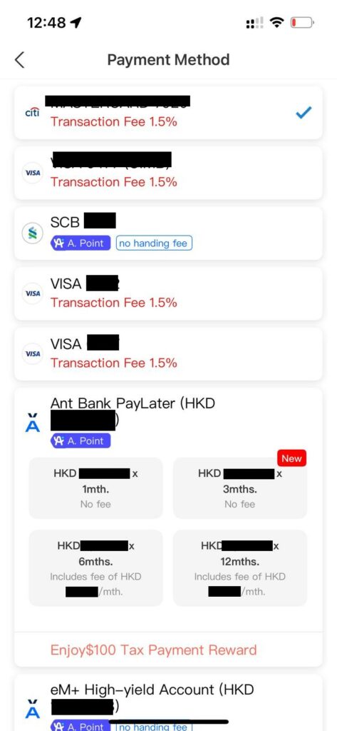 AlipayHK Payment Methods